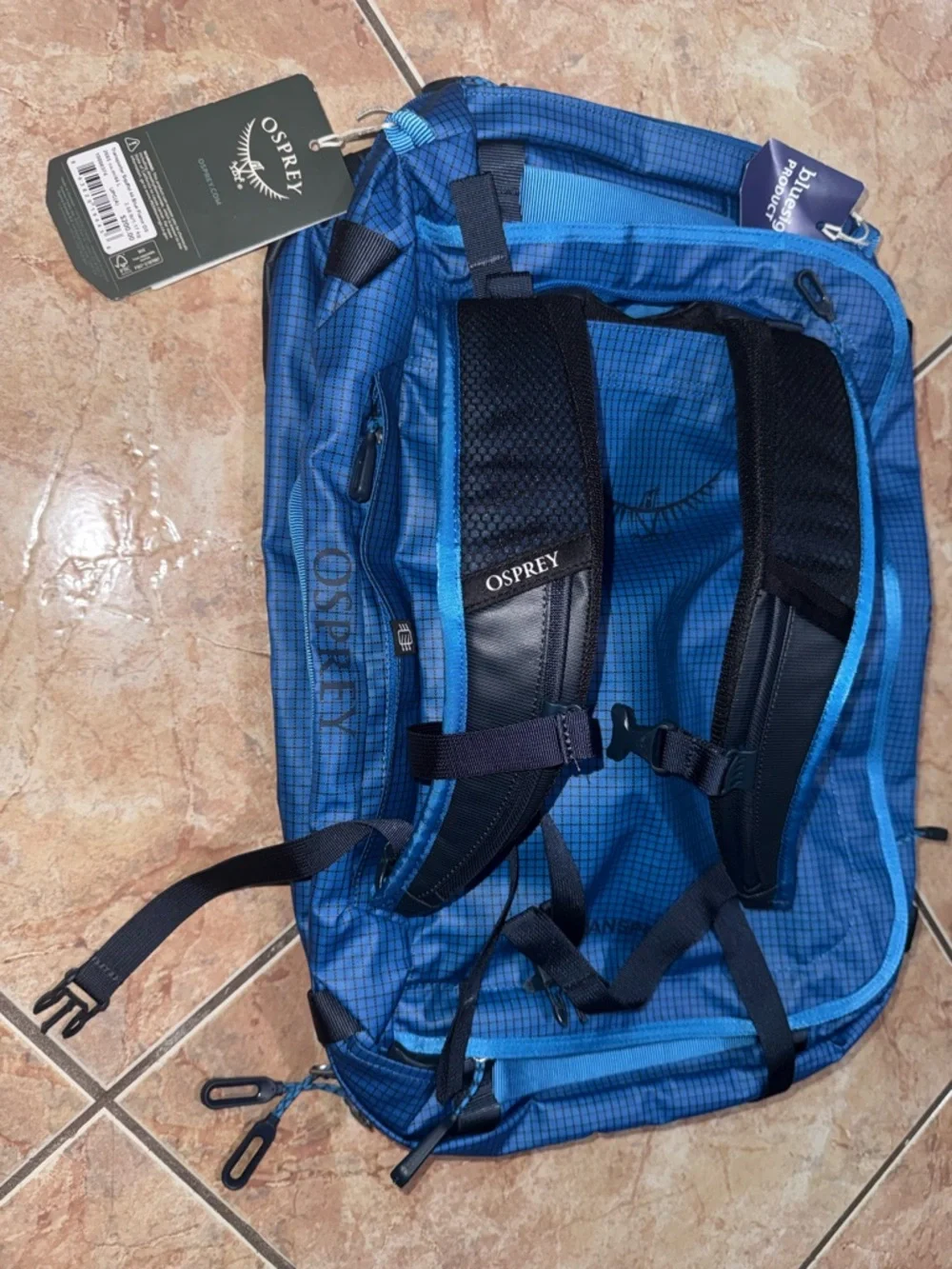 Osprey Transporter 44L Squffle Bag Flue Flame - Lightweight Travel Carry-On NWT